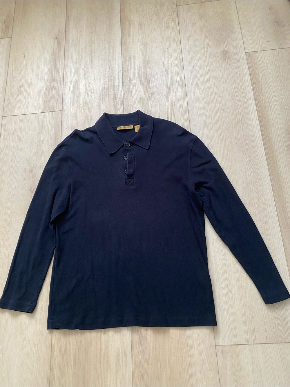 Men’s Donna Karan Signature Long-Sleeve Polo Shirt - Black